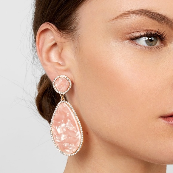 Jewelry - Pink Geometric Rhinestone Drop Earrings